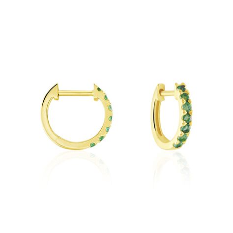Créoles Or Jaune Killian Emeraudes - Boucles d'oreilles pierres précieuses Femme | Marc Orian