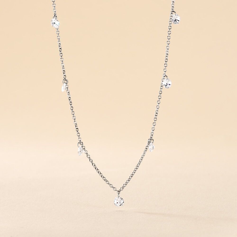 Collier Argent Collie Argent Blanc Oxyde - Colliers avec pierres Femme | Marc Orian