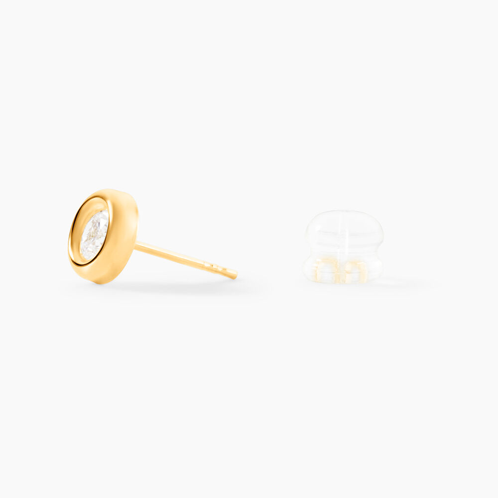 Boucles D'oreilles Puces Eden Serti Pneu Or Jaune Oxyde De Zirconium - Puces Femme | Marc Orian