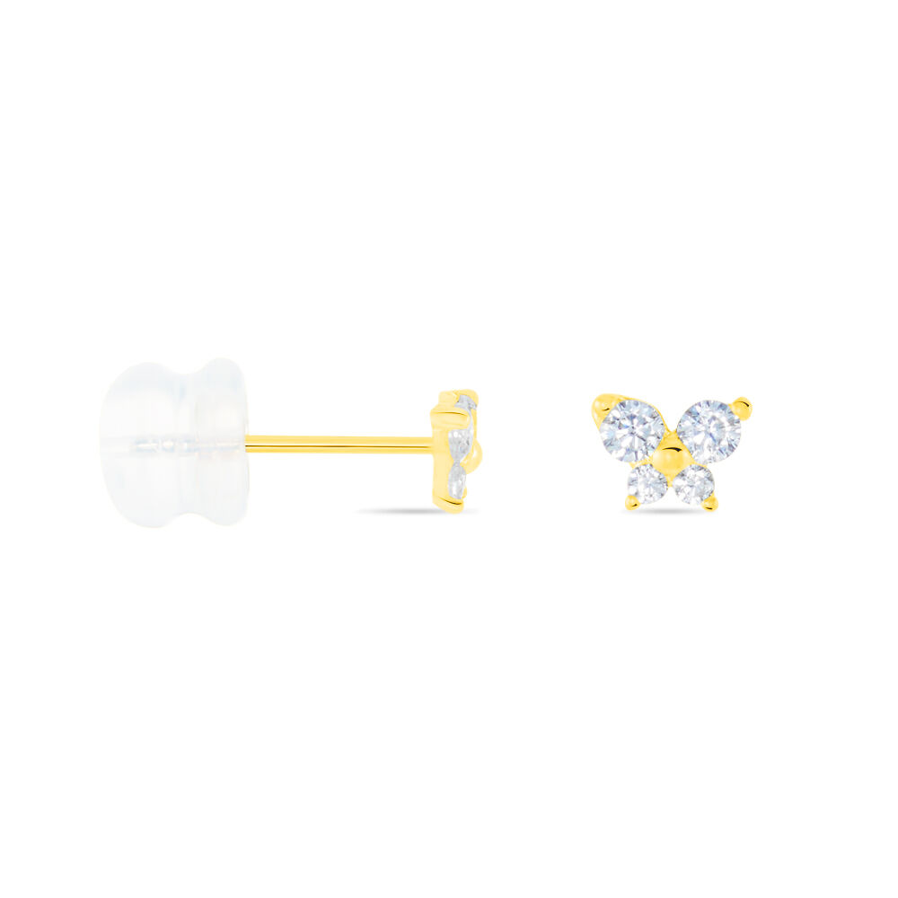 Boucles D'oreilles Puces Eleanor Fleur Or Jaune Oxyde De Zirconium - Puces Famille | Marc Orian