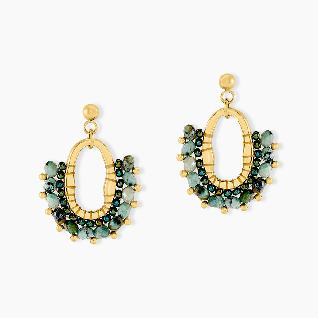 Boucles D'oreilles Pendantes Acier Jaune Verre Turquoise - Pendantes Femme | Marc Orian