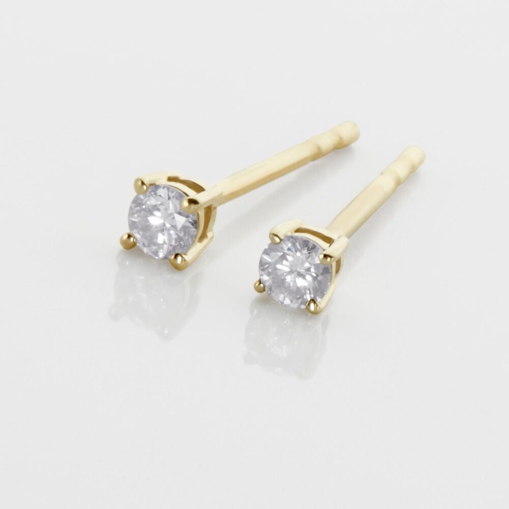 Boucles D'oreilles Puces Aphrodite Or Jaune Diamant - Puces Famille | Marc Orian