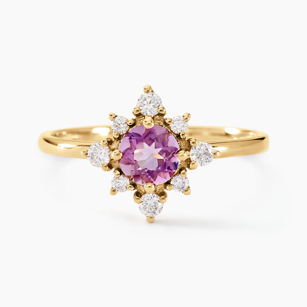 Bague Astrithr Or Jaune Am&eacute;thyste Oxyde De Zirconium - Bagues pierres fines Femme | Marc Orian