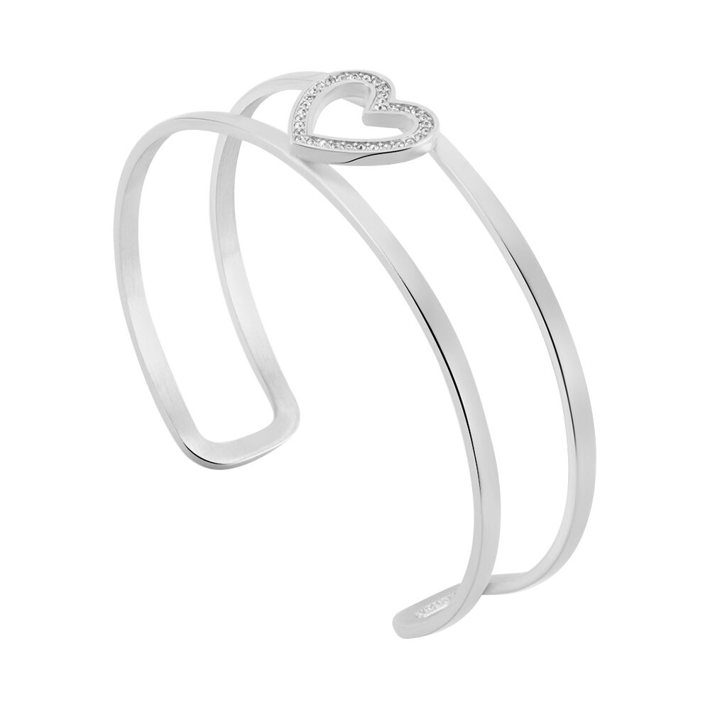 Bracelet Jonc Imagine Agnes Acier Blanc Cristal - Bracelets joncs Femme | Marc Orian