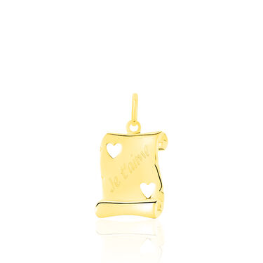 Pendentif Sirona Parchemin Message Or Jaune
