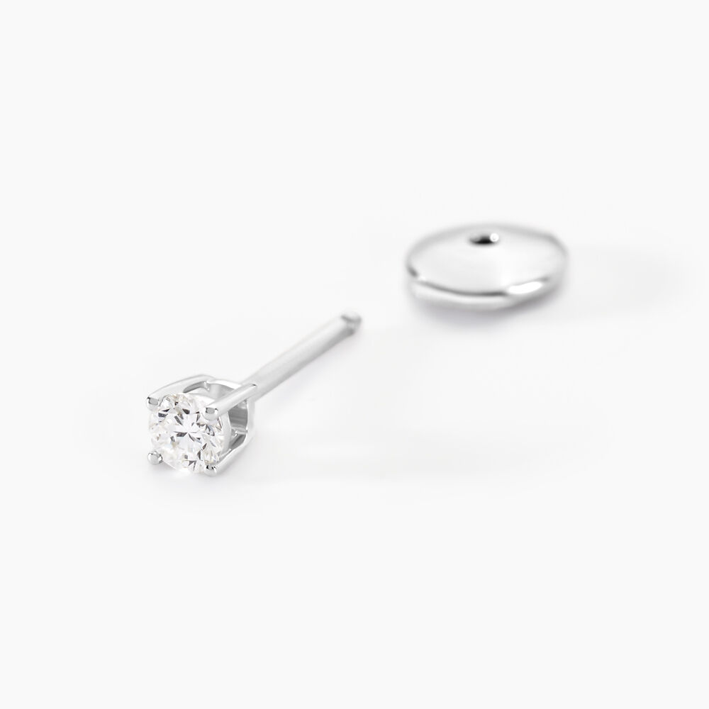 Boucles D'oreilles Puces Aphrodite Or Blanc Diamant - Puces Famille | Marc Orian