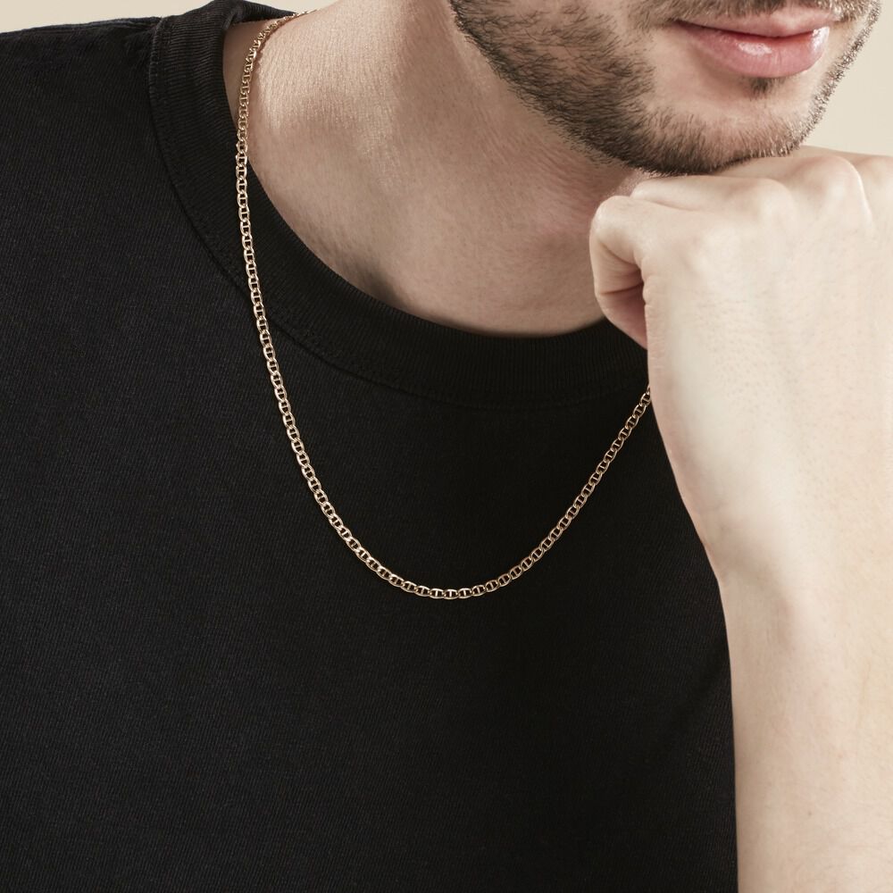 Collier Capucin Or Jaune Maille Marine Plate - Chaines Homme | Marc Orian