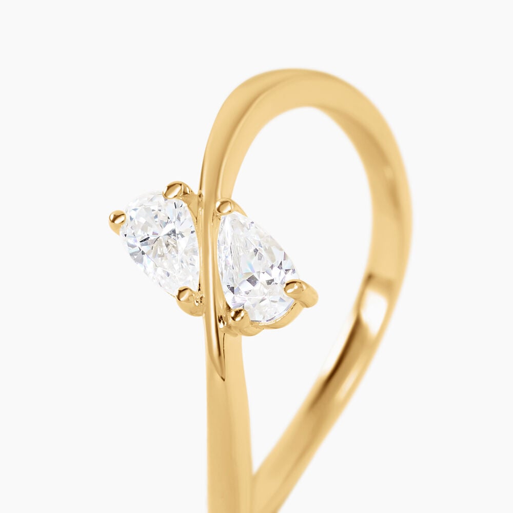 Bague Meyrem Argent Dor&eacute; A L'Or 750/1000 Oxyde De Zirconium - Bagues avec pierre Femme | Marc Orian