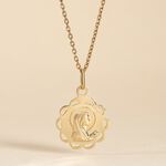 Pendentif Vierge Rond Dentelle Or Jaune - M&eacute;dailles et m&eacute;daillons Famille | Marc Orian