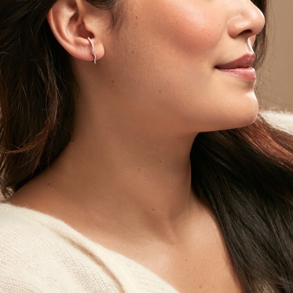 Boucles D'oreilles Lowri Argent Rose Oxyde De Zirconium - Créoles Femme | Marc Orian