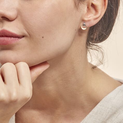 Boucles D'oreilles Puces Berangere Cercle Or Bicolore - Clous d'oreilles Femme | Marc Orian