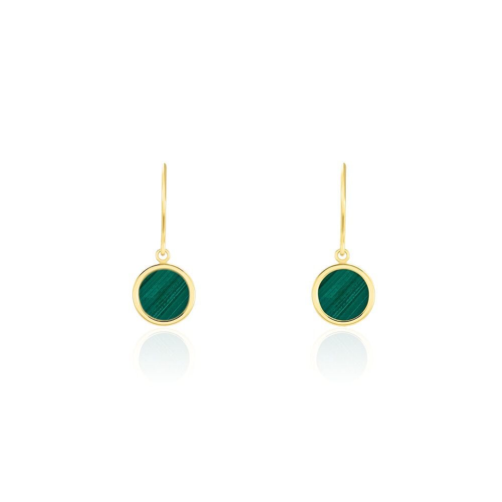 Boucles D'oreilles Pendantes Florica Or Jaune Malachite - Pendantes Femme | Marc Orian