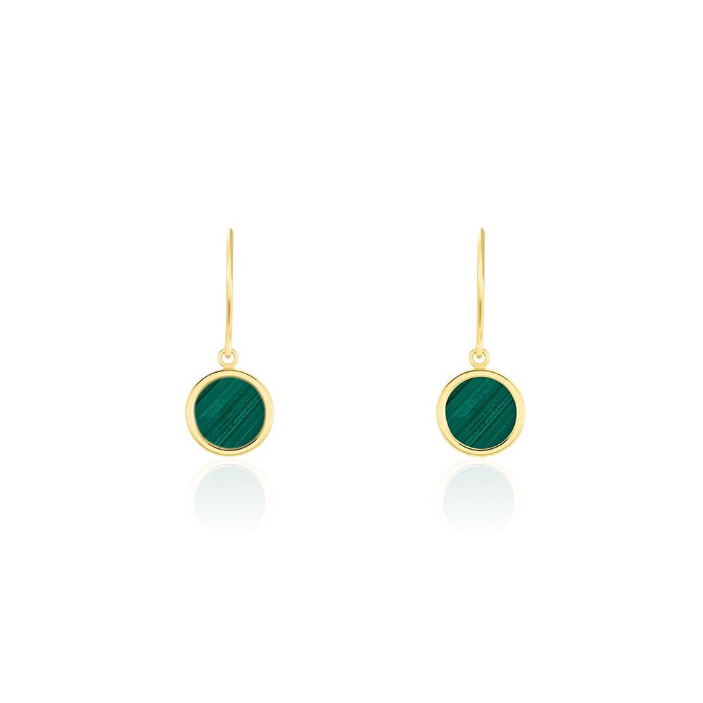 Boucles D'oreilles Pendantes Florica Or Jaune Malachite - Pendantes Femme | Marc Orian