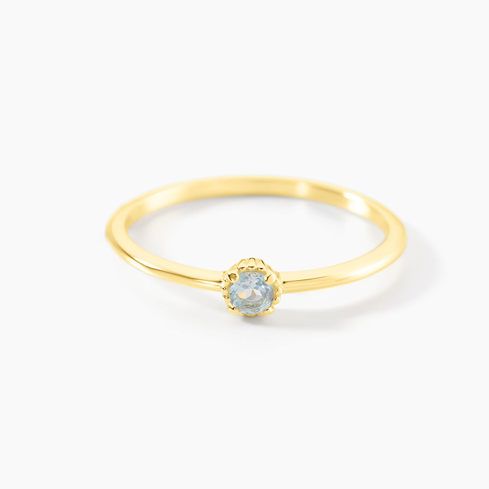Bague Argent Jaune 925/1000 Cercle Topaze Bleu Sky - Bagues pierres fines Femme | Marc Orian