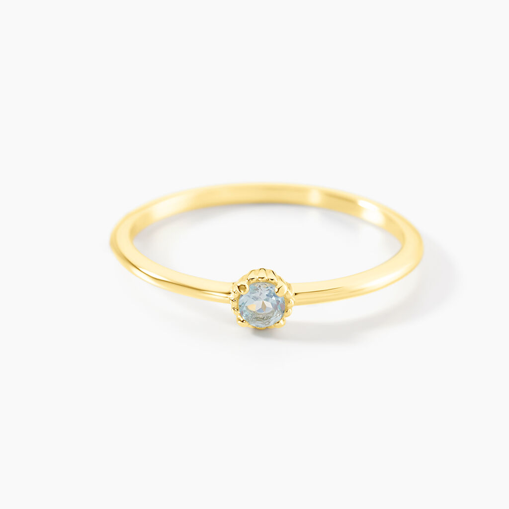 Bague Argent Jaune 925/1000 Cercle Topaze Bleu Sky - Bagues pierres fines Femme | Marc Orian