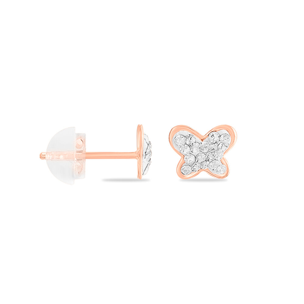 Boucles D'oreilles Puces Evaelle Papillon 0 Or Rose Strass - Puces Femme | Marc Orian