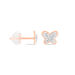 Boucles D'oreilles Puces Evaelle Papillon 0 Or Rose Strass - Puces Femme | Marc Orian