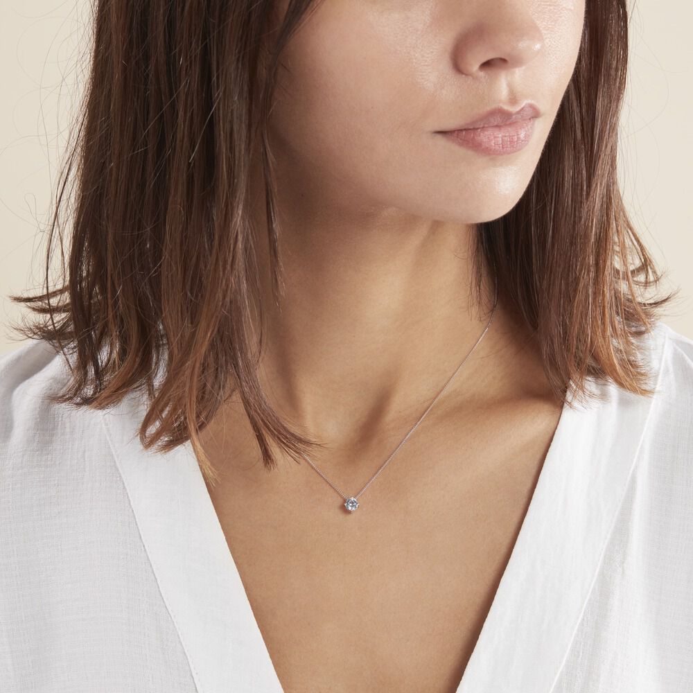 Collier Solitaire Argent Blanc Rio Santa Teresa Oxyde De Zirconium - Colliers solitaires Femme | Marc Orian
