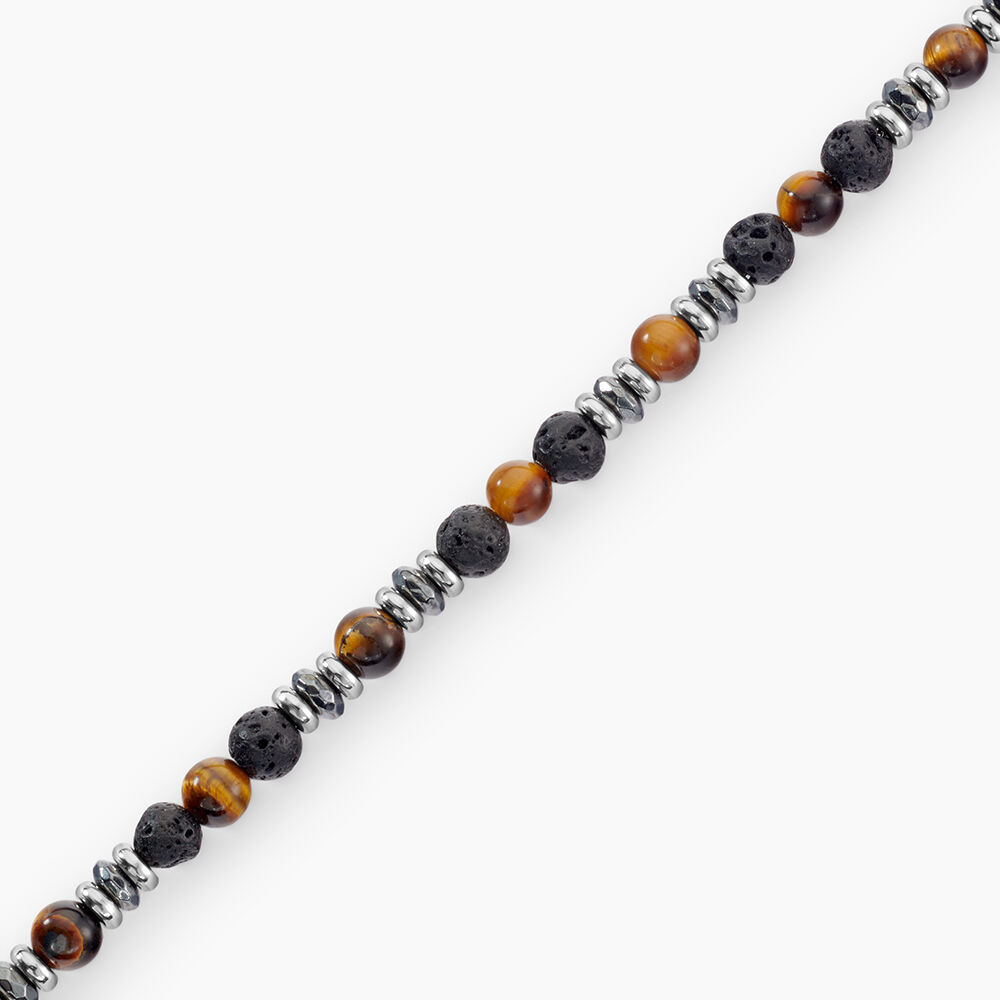 Bracelet Saul Acier Blanc Onyx Oeil De Tigre H&eacute;matite - Bracelets cha&icirc;nes Homme | Marc Orian