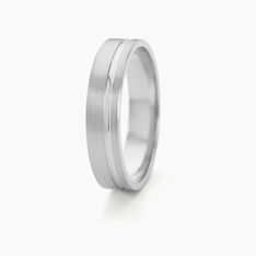 Alliance Mat Et Brillant Liseret Ruban Plat Palladium Blanc - Alliances Homme | Marc Orian