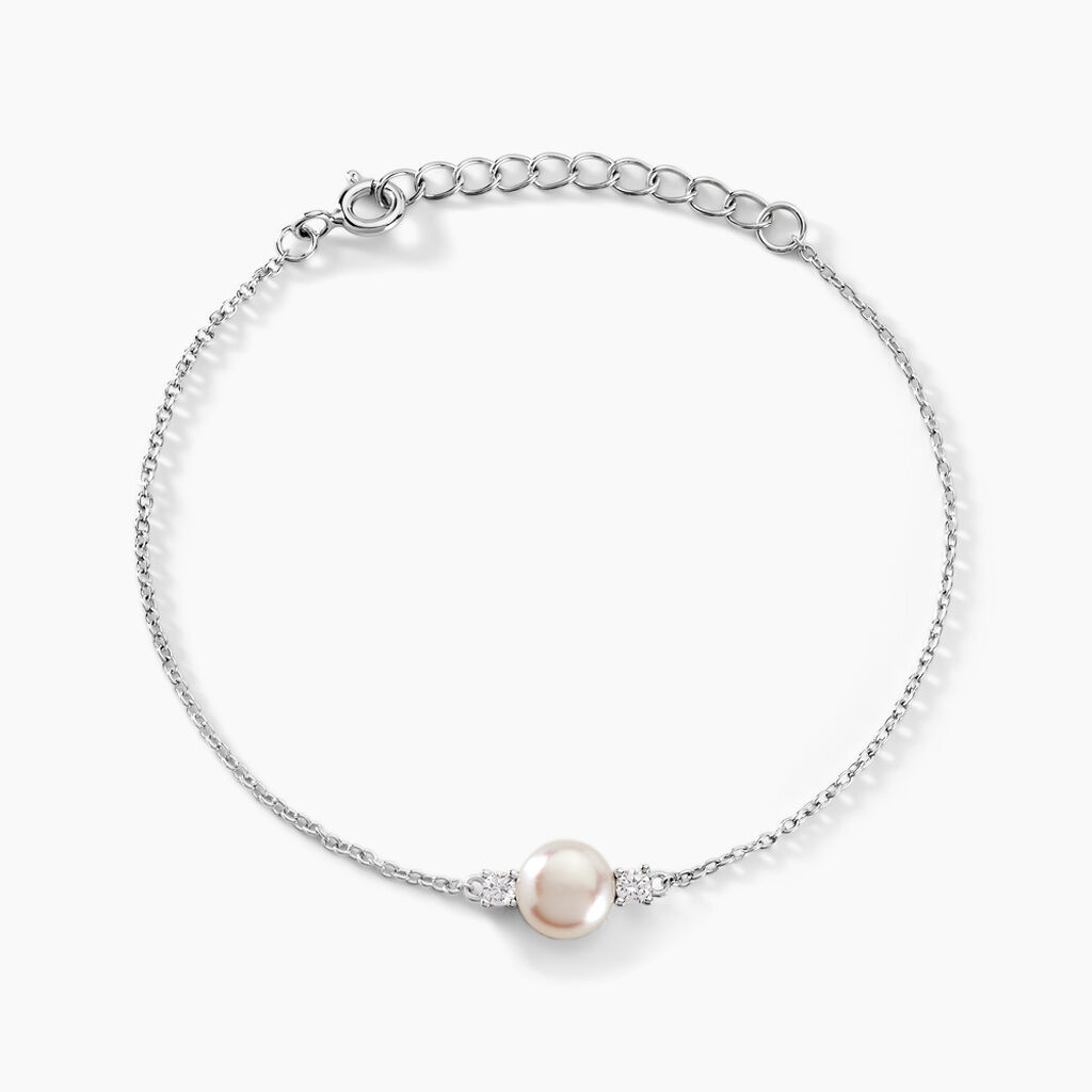 Bracelet Sari Argent Blanc Perle De Culture Et Oxyde De Zirconium - Bracelets chaînes Femme | Marc Orian