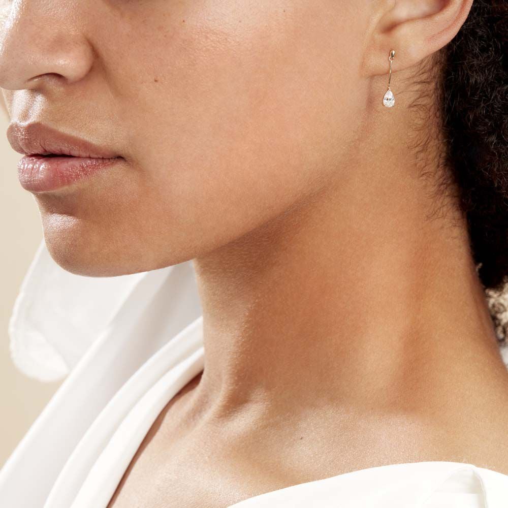 Boucles D'oreilles Pendantes Goutte Or Jaune Oxyde De Zirconium - Pendantes Femme | Marc Orian