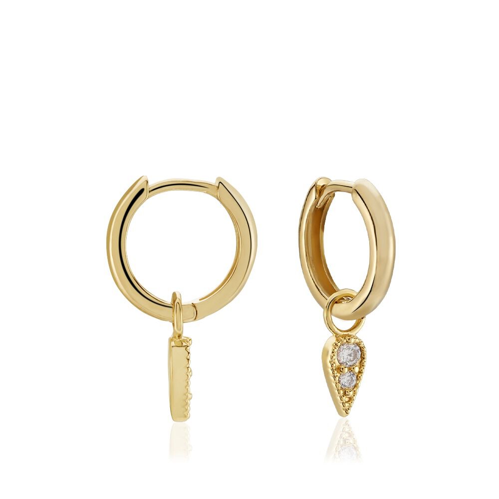 Créoles Plaqué Or Pawl Pampilles Ovales Oxydes De Zirconium - Boucles d'oreilles pampille Femme | Marc Orian