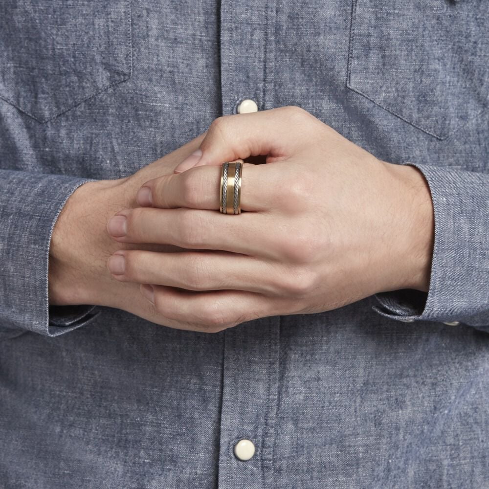 Bague Andro Acier Bicolore - Bijoux fantaisie Homme | Marc Orian