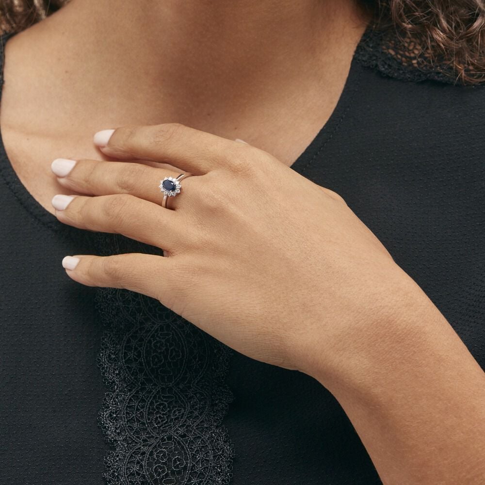 Bague Or Blanc Saphir Diamants - Solitaires Femme | Marc Orian