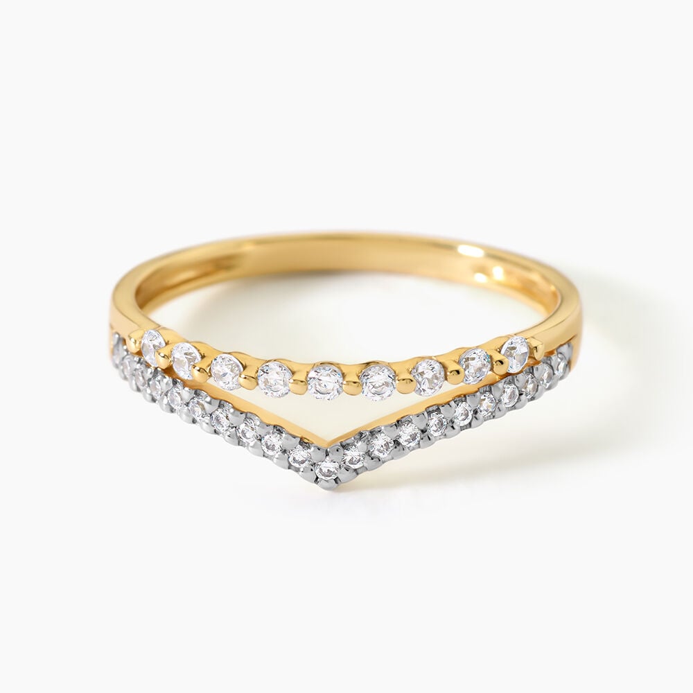 Bague Eclat D'Etoile Argent Dor&eacute; A L'Or 750/1000 Oxyde De Zirconium - Bagues avec pierre Femme | Marc Orian