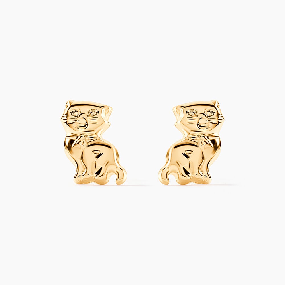 Boucles D'oreilles Puces Florenta Chat Or Jaune - Puces Enfant | Marc Orian