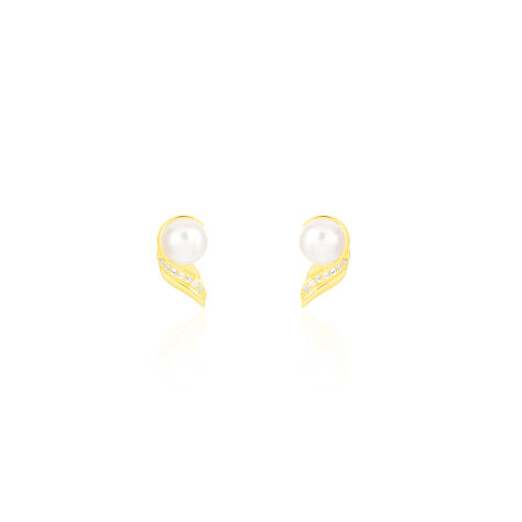 Boucles D'oreilles Puces Antoinette Or Jaune Perle De Culture - Puces Femme | Marc Orian