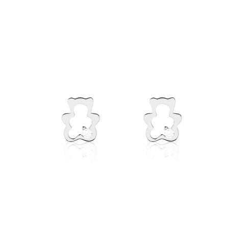 Boucles D'oreilles Puces Baptista Ours Or Blanc Oxydes - Puces Enfant | Marc Orian