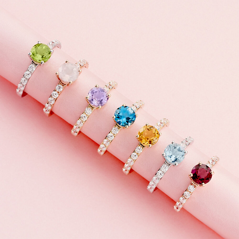 Bague Or Blanc Monroe P&eacute;ridot Oxydes De Zirconium - Bagues avec pierre Femme | Marc Orian