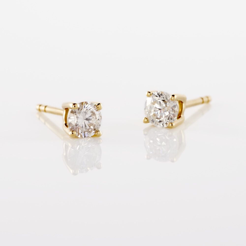 Boucles D'oreilles Puces Or Jaune Victoria Diamants - Puces Femme | Marc Orian