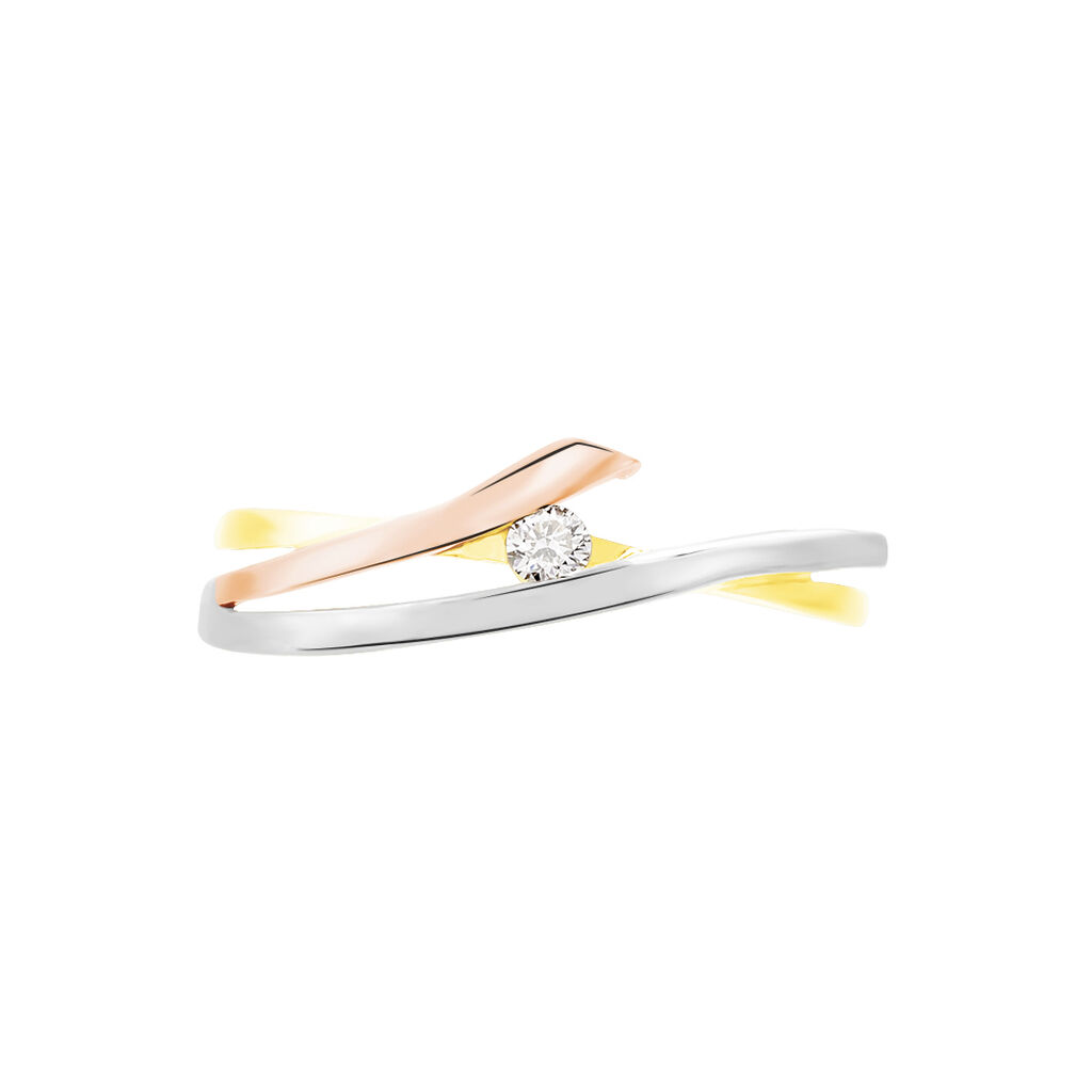 Bague Giusta Or Tricolore Diamant - Bagues Solitaire Femme | Marc Orian