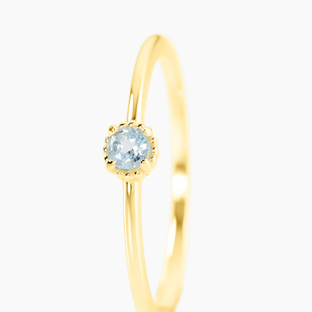 Bague Argent Jaune 925/1000 Cercle Topaze Bleu Sky - Bagues pierres fines Femme | Marc Orian