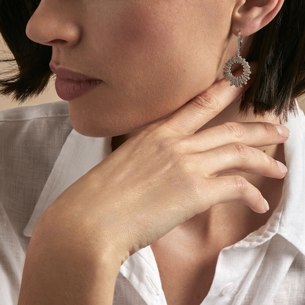 Créoles Doretta Argent Blanc Oxyde De Zirconium - Créoles Femme | Marc Orian
