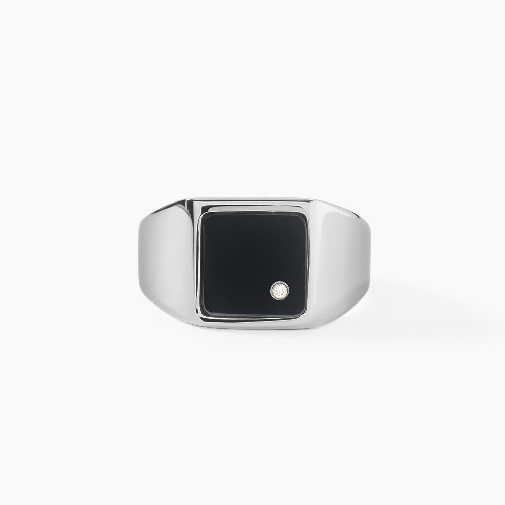 Chevali&egrave;re M&eacute;tal Acier Blanc Onyx Diamant Synth&eacute;tique - Bijoux fantaisie Homme | Marc Orian