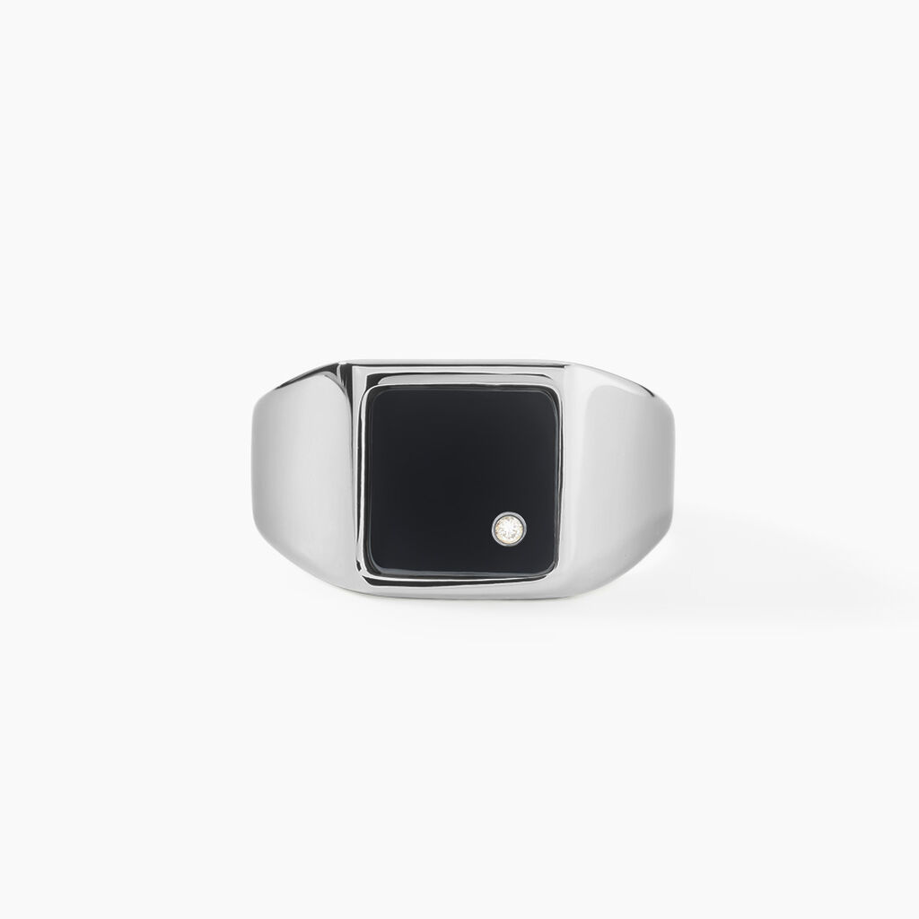 Chevali&egrave;re M&eacute;tal Acier Blanc Onyx Diamant Synth&eacute;tique - Bijoux fantaisie Homme | Marc Orian