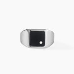 Chevali&egrave;re M&eacute;tal Acier Blanc Onyx Diamant Synth&eacute;tique - Bijoux fantaisie Homme | Marc Orian