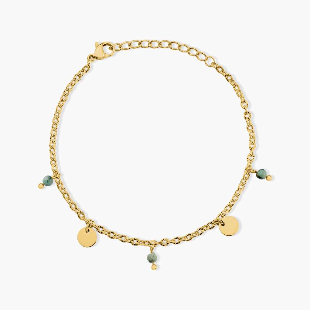 Bracelet Athena Acier Jaune Turquoise - Bracelets Medailles Femme | Marc Orian