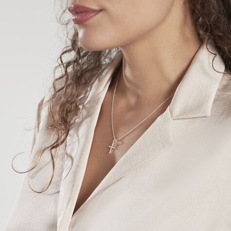 Pendentif Canice Croix Or Blanc Oxyde De Zirconium - Pendentifs Femme | Marc Orian