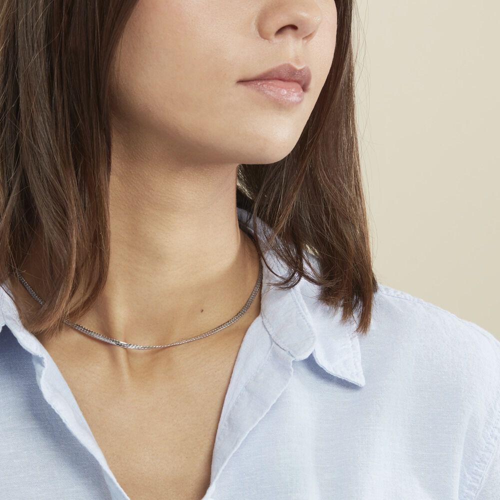 Collier Izel Maille Anglaise Or Blanc - Chaines Femme | Marc Orian