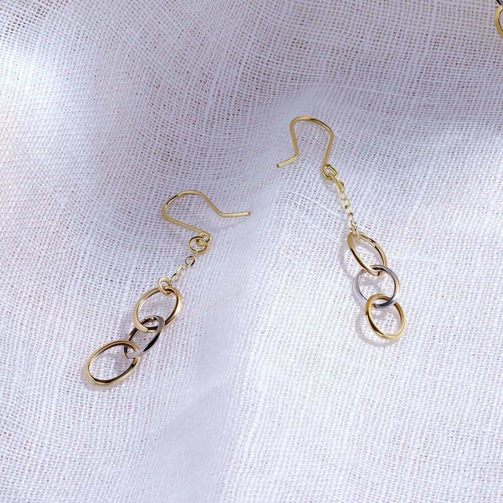 Boucles D'oreilles Pendantes Lucette Or Bicolore - Pendantes Femme | Marc Orian