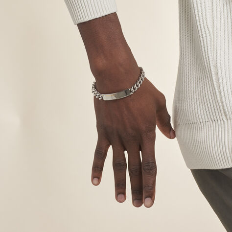 Bracelet Identité Adoline Acier Blanc Diamant - Gourmettes Homme | Marc Orian