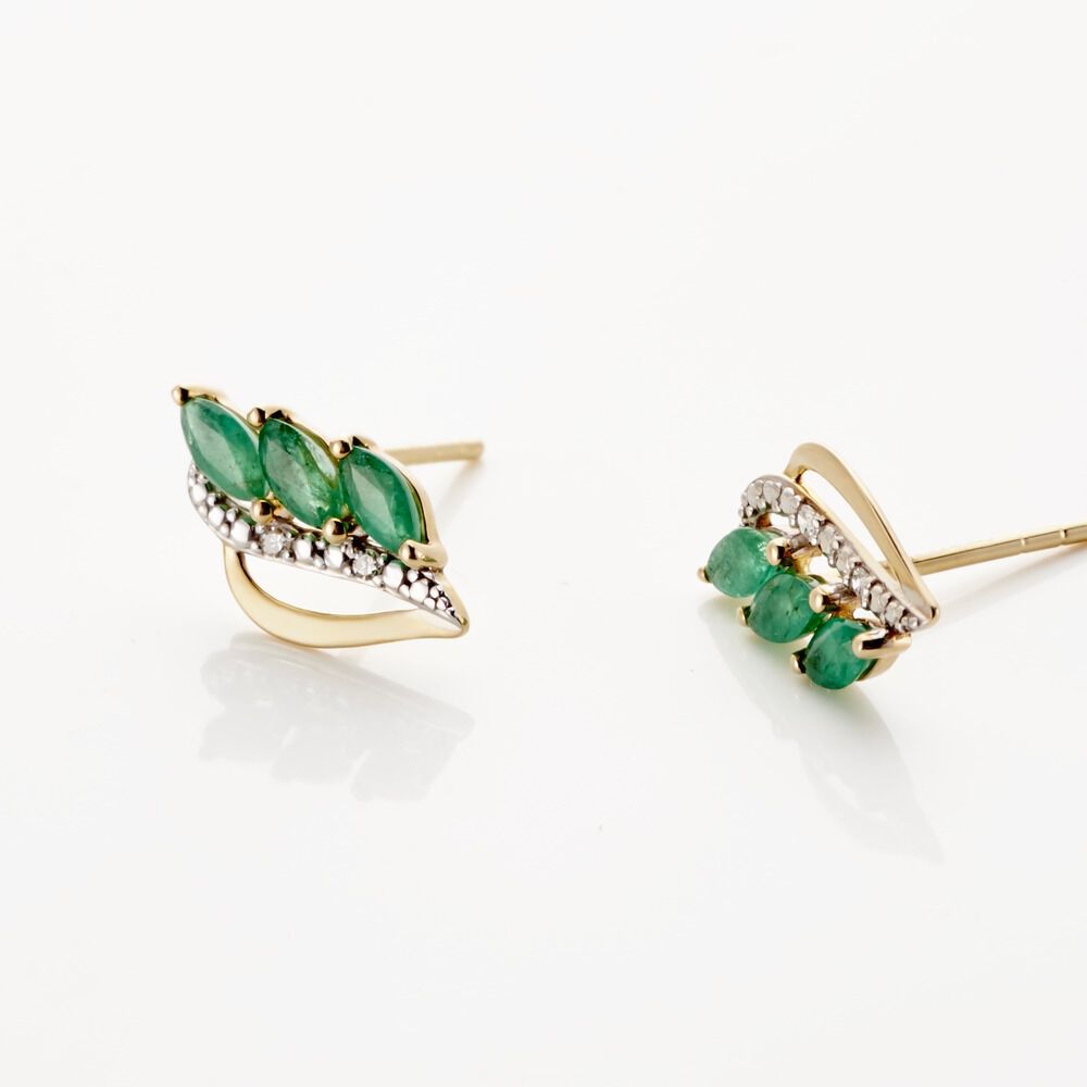 Boucles D'oreilles Puces Or Jaune  Sheelagh Emeraudes Diamants - Boucles d'oreilles mariage Femme | Marc Orian