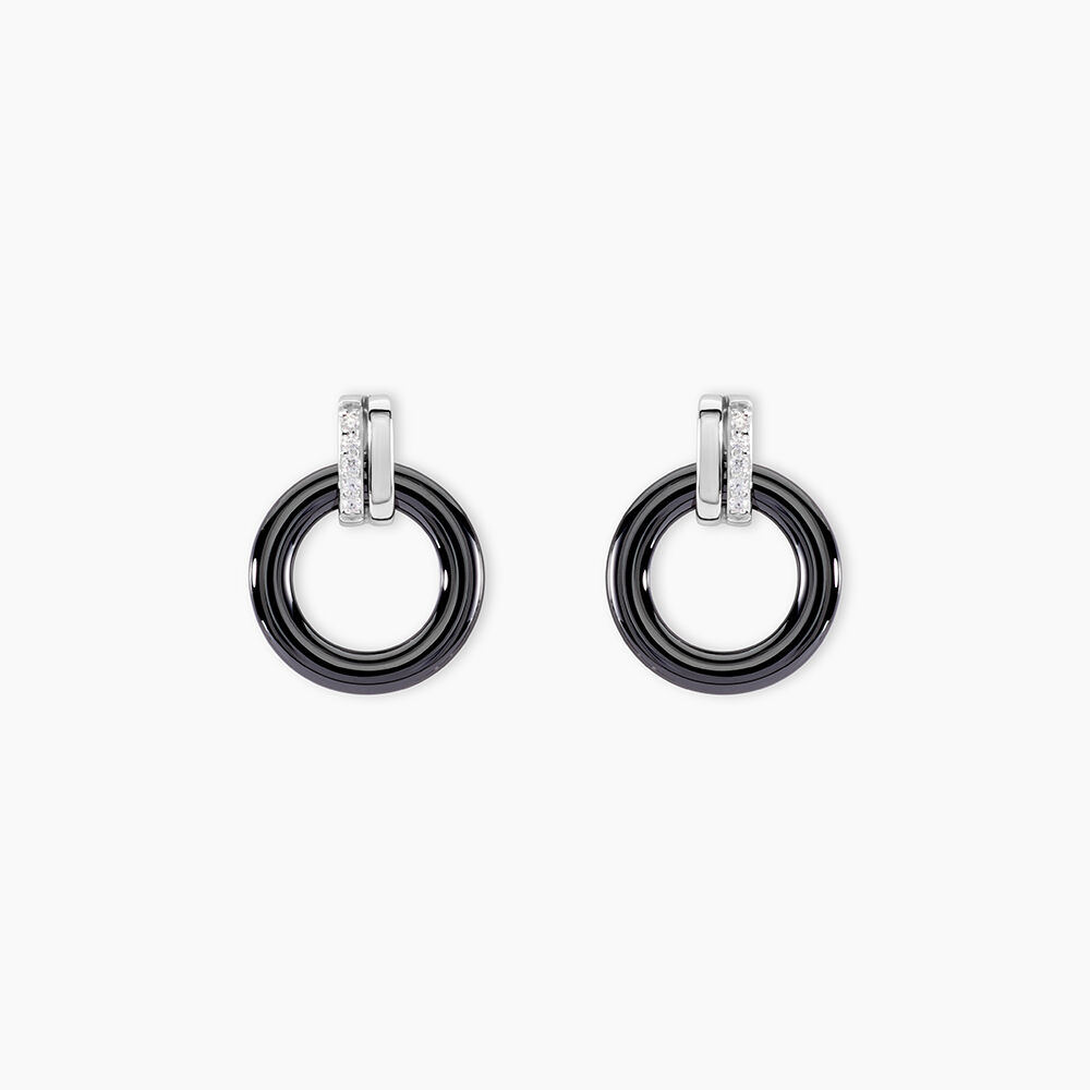 Boucles D'oreilles Pendantes Bertillianne Argent  C&eacute;ramique Et Oxyde - Pendantes Femme | Marc Orian