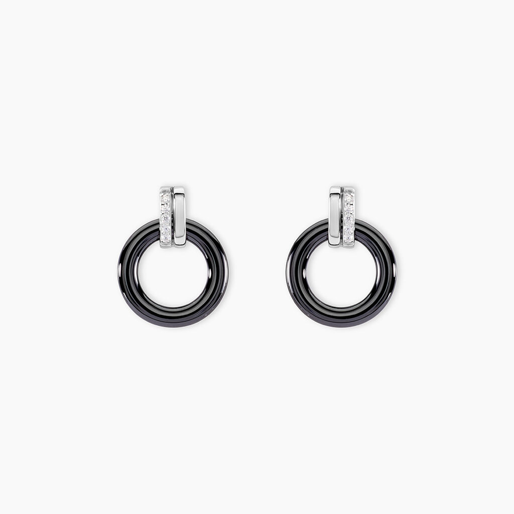 Boucles D'oreilles Pendantes Bertillianne Argent  C&eacute;ramique Et Oxyde - Pendantes Femme | Marc Orian