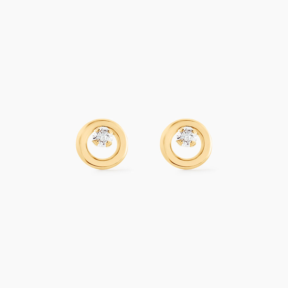 Boucles D'oreilles Puces Edmee Cercle Or Jaune Oxyde De Zirconium - Puces Femme | Marc Orian